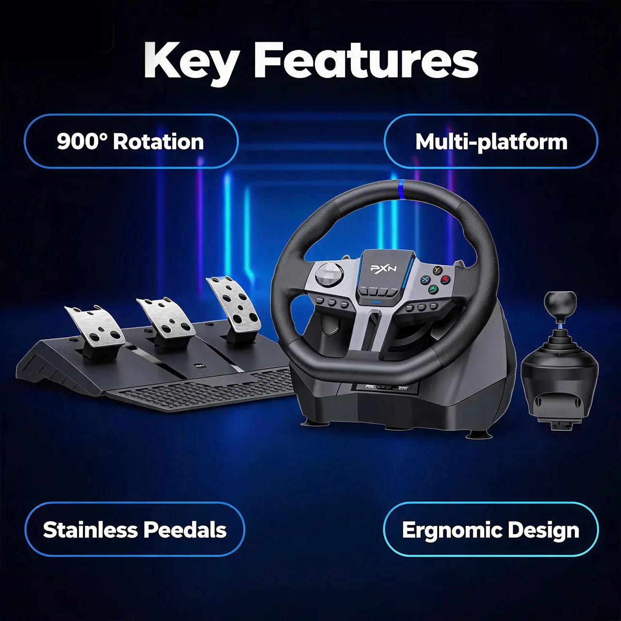 PXN V9 Gen2 Гоночный руль 270  – обзор и цена Steering Wheel Gaming